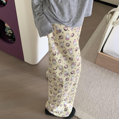 侘町2025秋季新品奶黄米菲兔全棉双层纱布居家睡衣可外穿遛弯睡裤