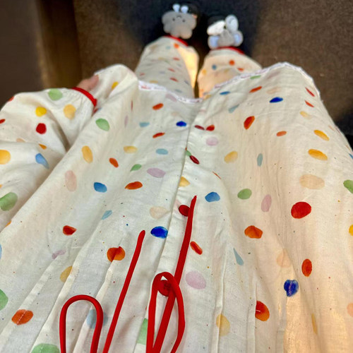 侘町2025年新款彩虹圈圈长袖睡衣女春秋款可外穿纯棉家居服秋季