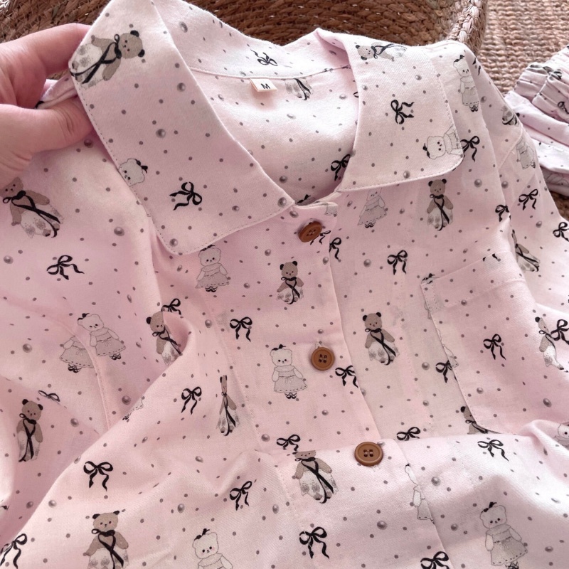 侘町粉猫猫2025年春秋季睡衣女新款长袖纯棉套装可外穿休闲家居服