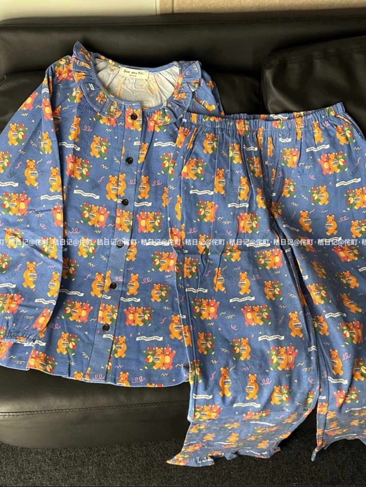 侘町少女纯棉卡通睡衣外穿家居服