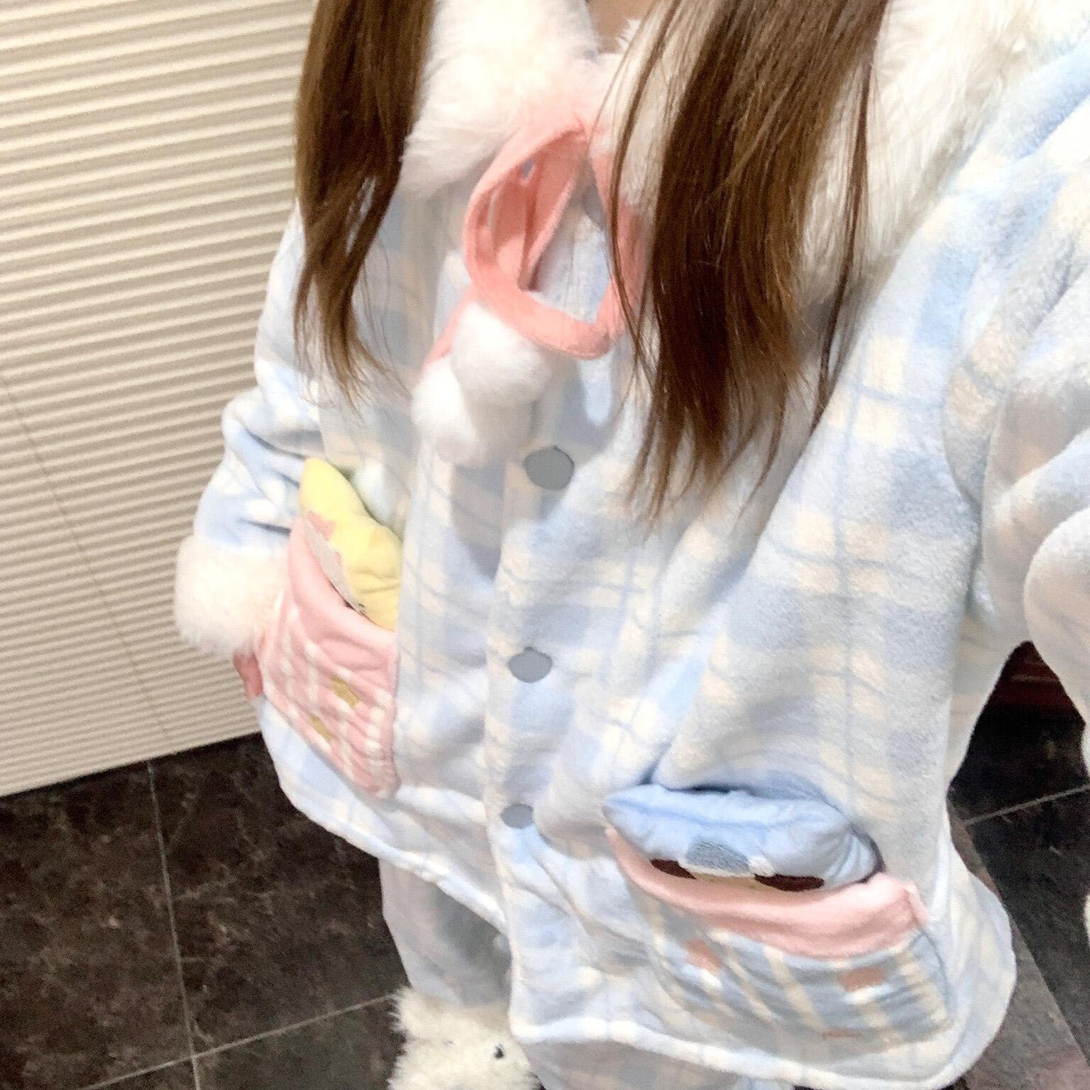 侘町2025睡衣新款蓝格星星被法兰绒秋冬家居服卡通女加绒加厚套装