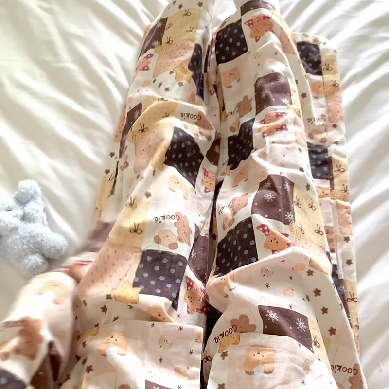 侘町2026年新款小熊饼干格子秋冬卡通纯棉长袖睡衣女可外穿家居服,女士内衣/男士内衣/家居服,睡衣/家居服套装,淘宝优惠券,粉丝福利购,淘宝优惠卷