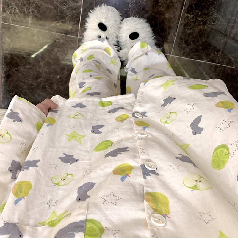 侘町2025年新款杨桃小灰兔长袖春秋季居家睡衣套装卡通纯棉家居服