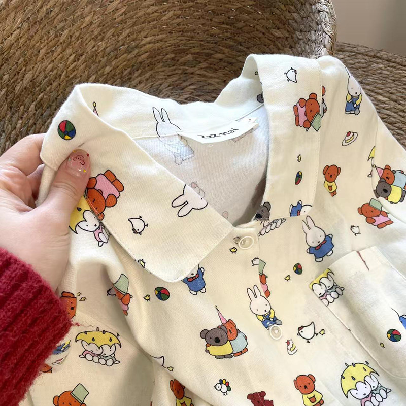 侘町2025新款米菲乐园长袖睡衣女春秋款可外穿纯棉卡通家居服秋季