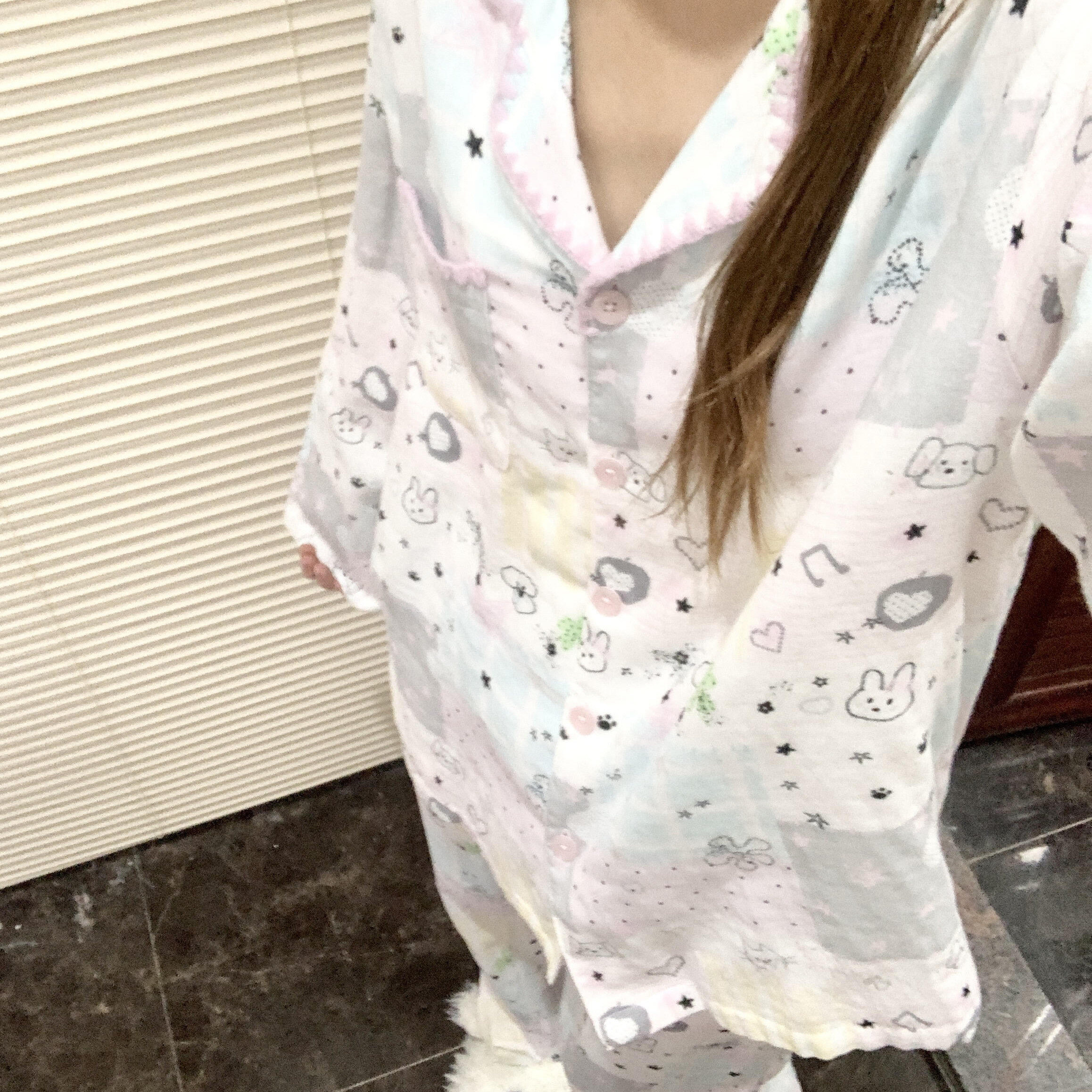 侘町2025新款y2k手绘星星睡衣女纯棉秋冬家居服开衫翻领休闲套装