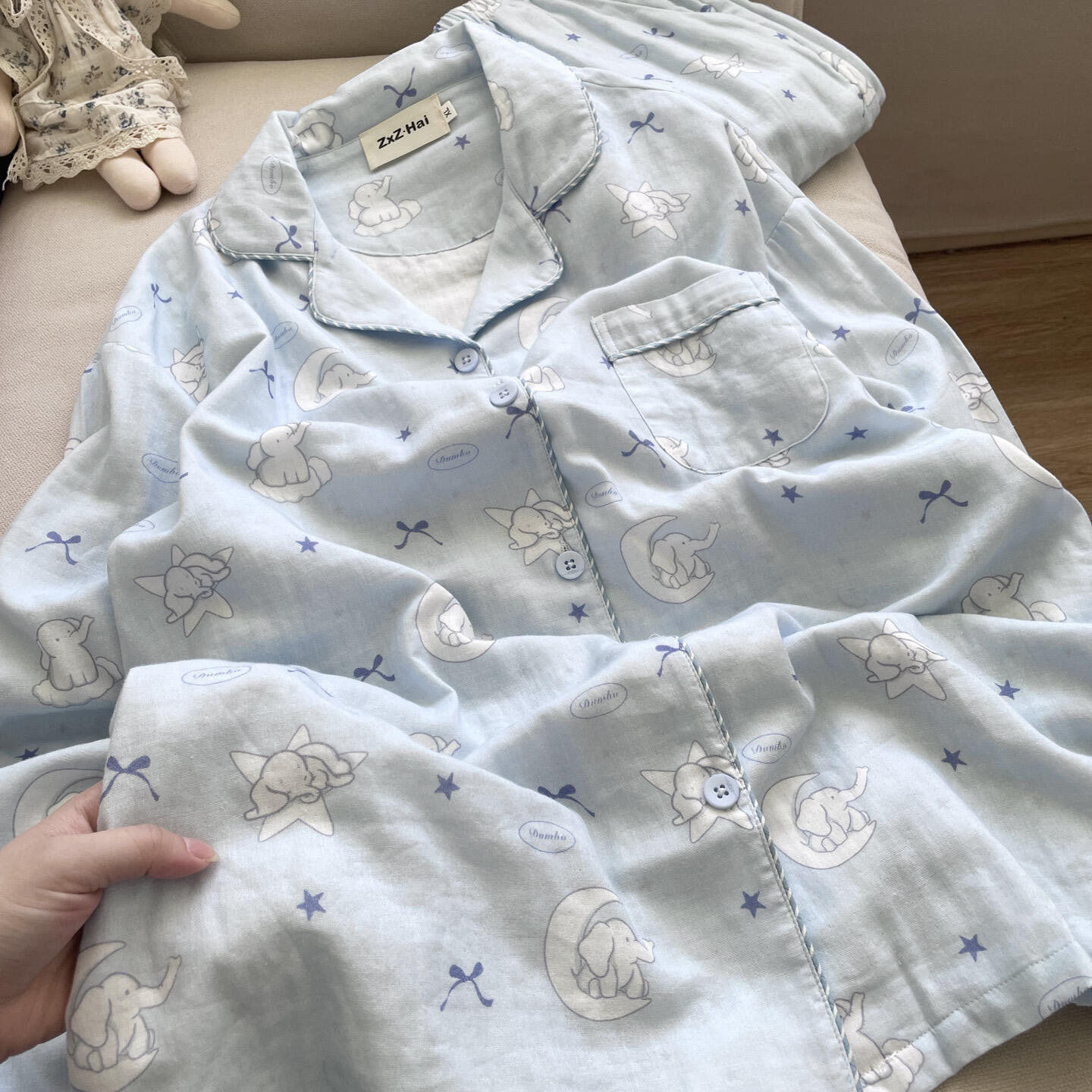 侘町2025年家居服新款月亮小象纯棉长袖休闲卡通可外穿春秋季睡衣,女士内衣/男士内衣/家居服,睡衣/家居服套装,淘宝优惠券,粉丝福利购,淘宝优惠卷