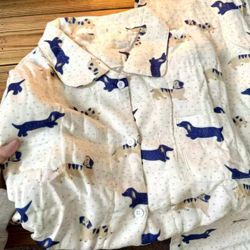 侘町2025年新款复古兔兔纯棉长袖睡衣女春秋季可外穿家居服春款