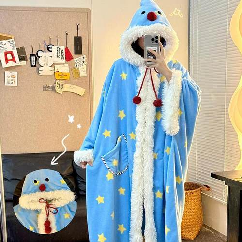 2024新款圣诞雪人法兰绒睡袍