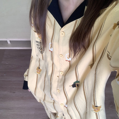 侘町2025新款动物派对纯棉长袖长裤睡衣女春秋季家居服可外穿套装