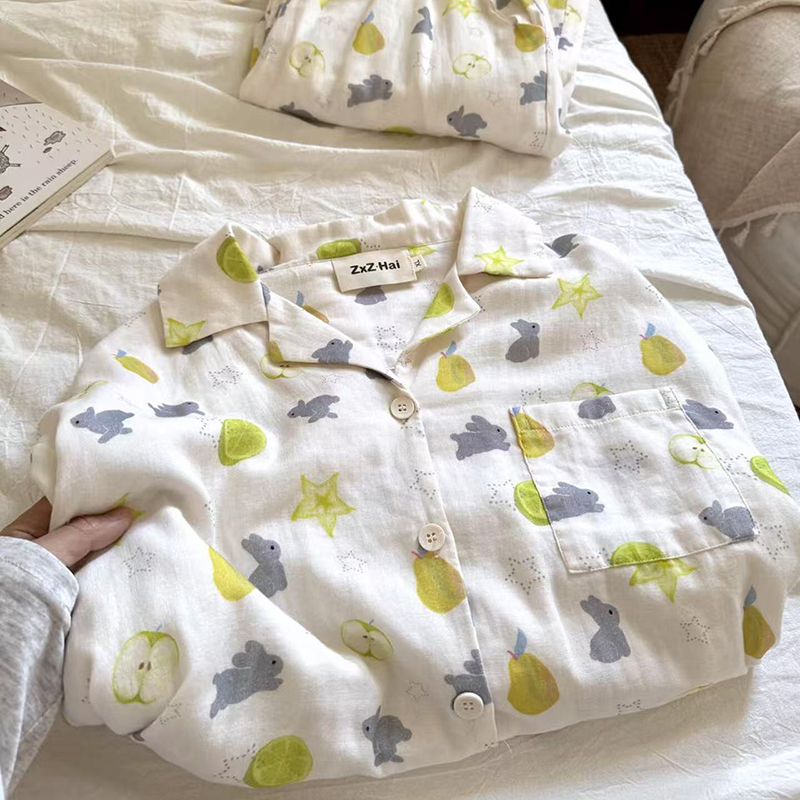 侘町2025年新款杨桃小灰兔春秋季居家睡衣套装长袖卡通纯棉家居服