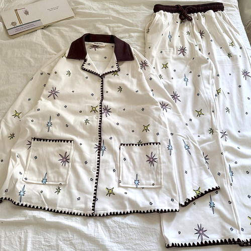 侘町2025年春秋季新款浪漫星空长袖睡衣女可外穿加厚家居服秋冬款