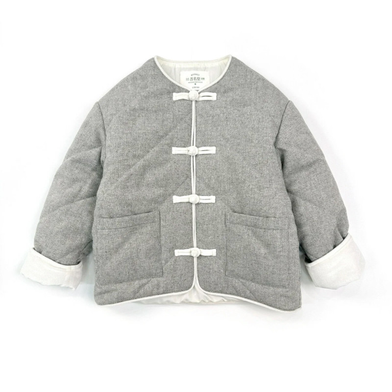 吾名堂品牌折扣女童秋冬款中式夹棉棉服中国风盘扣薄棉外套