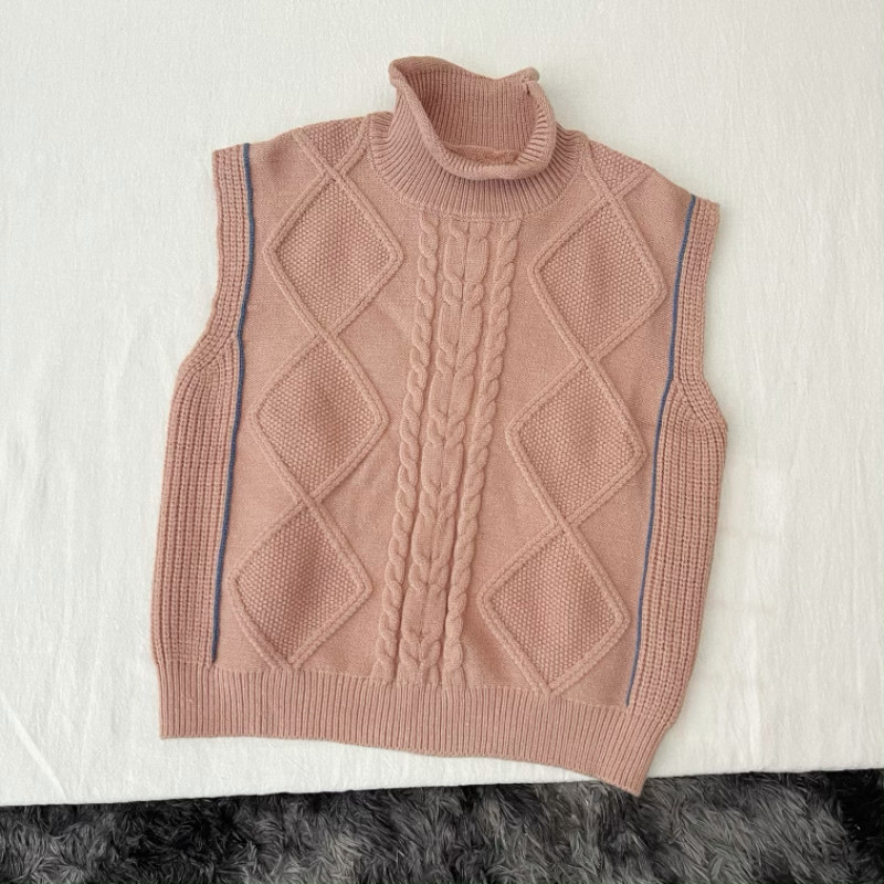 禾雀品牌折扣女童秋冬装毛衣针织马甲中大童高领针织背心