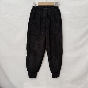 吾名堂品牌折扣男女童冬款纯色一体绒休闲裤柔软保暖长裤120130