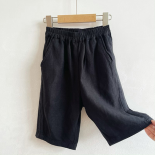 吾名堂品牌折扣男童纯棉纯色休闲中裤经典百搭时尚短裤女童夏装
