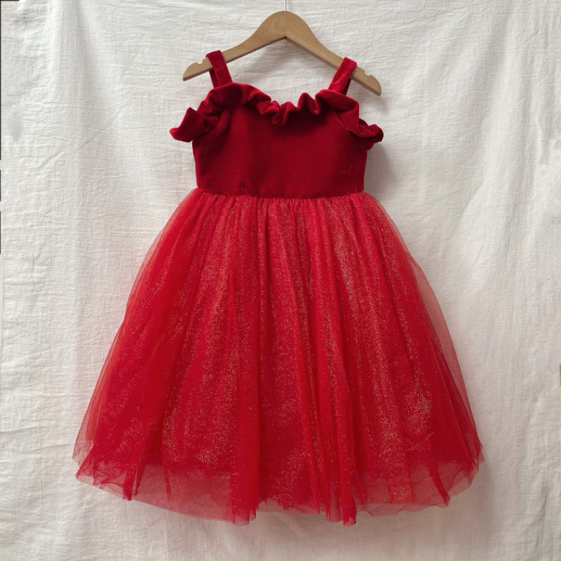 安系列品牌折扣女童秋冬新款个性丝绒背心裙吊带连衣裙礼服裙年服