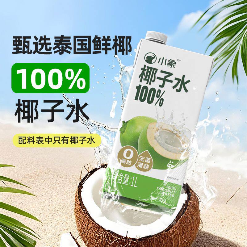 小象椰子水1L盒装越南原产热带果汁饮料聚会火锅网红特调饮品代购