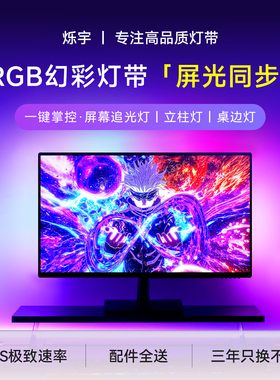 烁宇RGB幻彩灯带屏幕追光5V氛围灯电竞电脑桌面洞洞板自粘USB灯条
