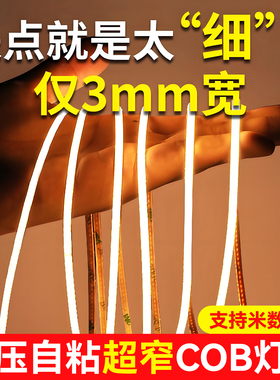 极窄cob灯带5v24v线形灯超细3mm5mm自粘低压led超薄软灯条无频闪
