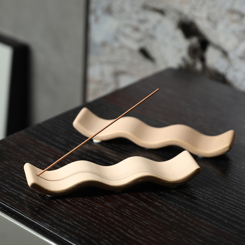 日式线香波浪香插底座香座家用摆件家居家用卧香炉檀香炉创意装饰