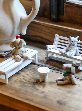 北欧复古怀旧木质摇摇椅微场景布置拍照道具治愈系小椅子桌面摆件