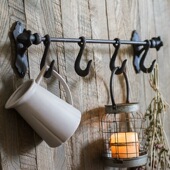 跨境新品 铸铁挂钩壁挂墙钩复古铁艺酒吧咖啡馆样板间橱窗搭配造景