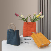 创意网红陶瓷包包花瓶摆件客厅电视柜餐桌插花装 饰品简约家居摆设