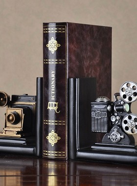 美式风复古书柜办公室摆件工艺品