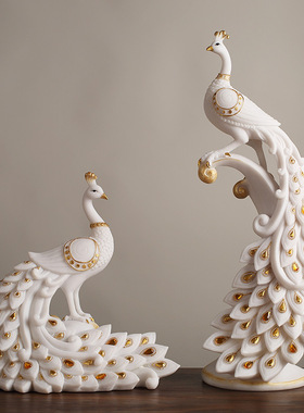 北欧创意情侣孔雀树脂家居装饰品摆件客厅电视柜橱柜酒柜结婚礼物