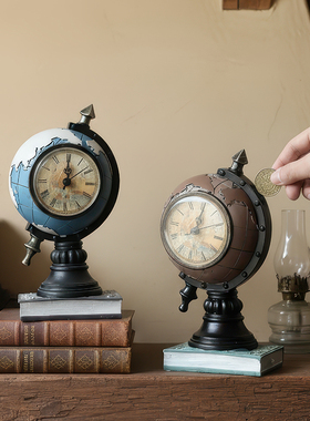 创意摆件复古客厅时钟树脂工艺品