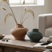 法式 饰摆件家居餐厅客厅玄关插花器 复古侘寂风几何陶瓷花瓶桌面装