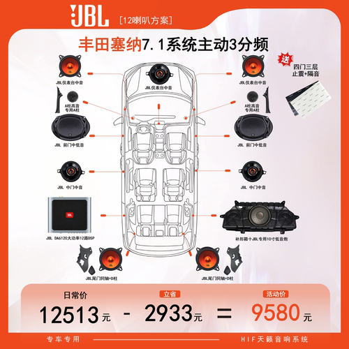 【东道主推荐】JBL丰田塞纳专用主动7.1无损升级方案