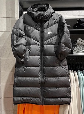 Nike耐克正品男运动中长款连帽防风保暖羽绒服 DV1134 FB8180-010