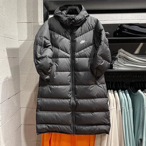 Nike耐克正品男运动中长款连帽防风保暖羽绒服 DV1134 FB8180-010