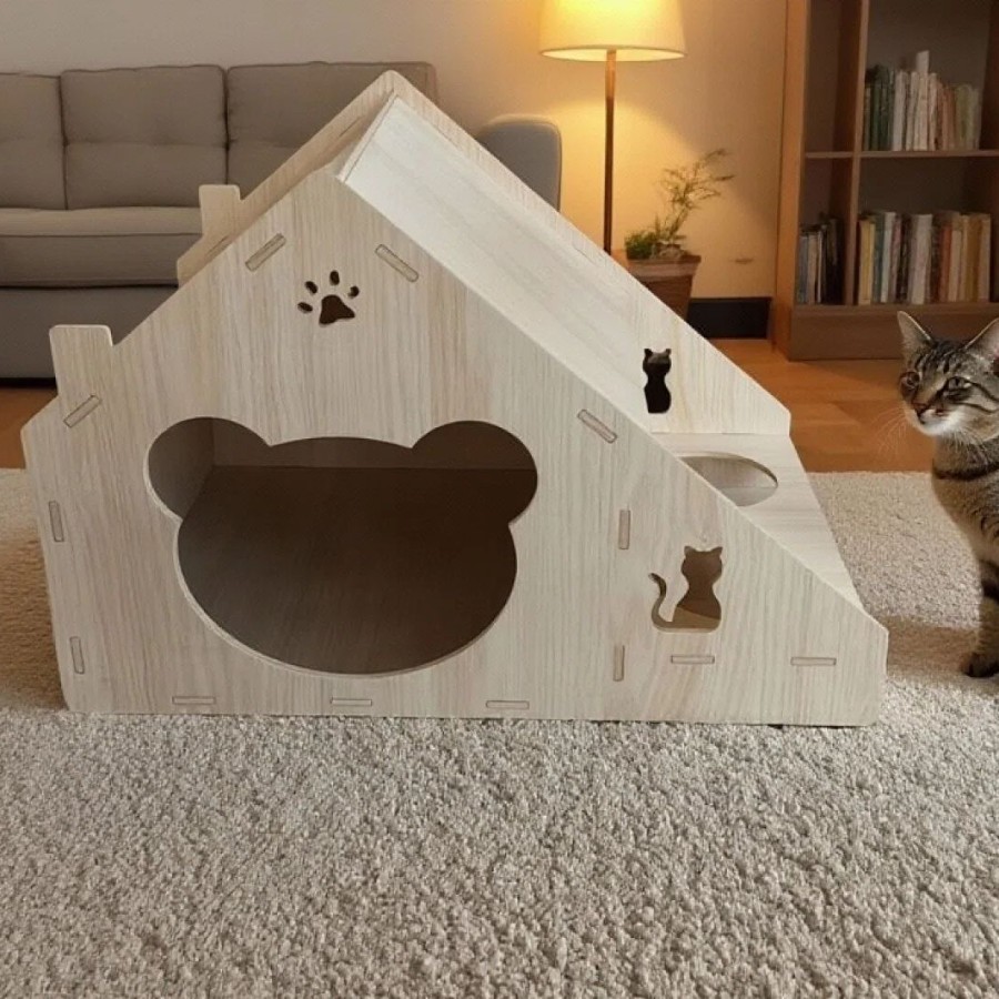批发可移动实木多层猫窝猫床猫玩具双层猫抓板猫窝