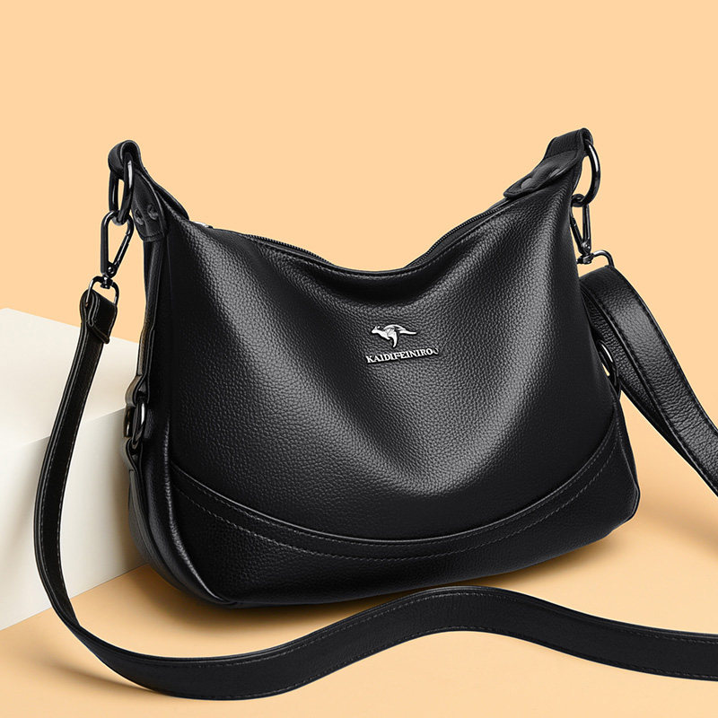 袋鼠真皮女包2025新款时尚百搭大容量中年送妈妈包女士软皮斜挎包