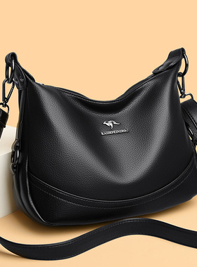 袋鼠真皮女包2025新款时尚百搭大容量中年送妈妈包女士软皮斜挎包