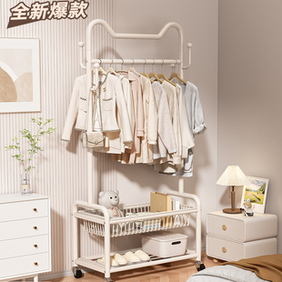 衣帽架落地卧室内家用挂衣架加粗宿舍阳台简易晾衣架可移动衣杆架