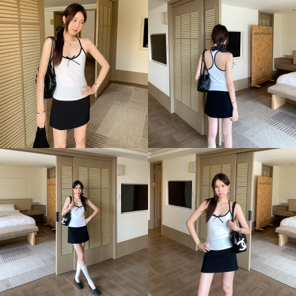 法式小资修身细肩带工字U领背心女夏外穿2026新款绝美小吊带上衣