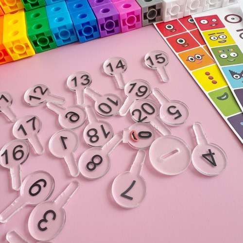 积木透明标签numberblocks DIY材料牌亚克力牌数字配件适用多边形