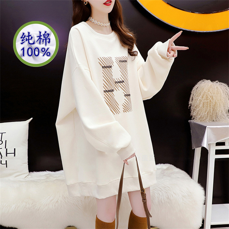 纯棉不起球面料宽松卫衣女