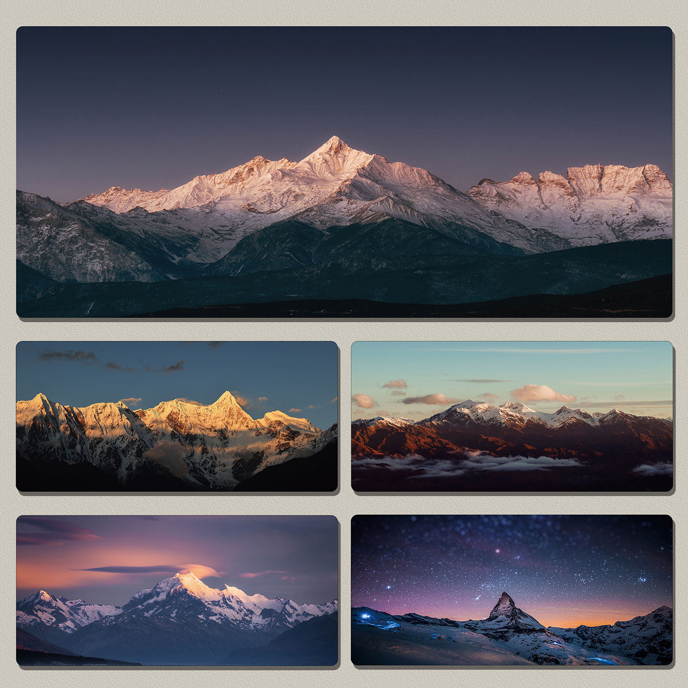 山峰风景鼠标垫超大雪山星空1200×600桌面保护垫山脉电脑防滑垫