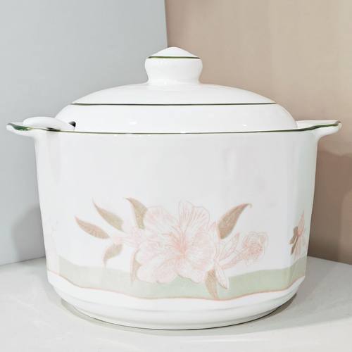 家用陶瓷大容量猪油罐双耳带盖送勺子油泼辣子罐杂粮罐荤油罐