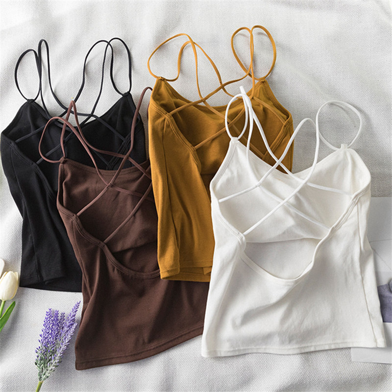 mchf吊带小背心女夏韩版外穿抹胸无袖美背掉带内搭上衣打底衫潮