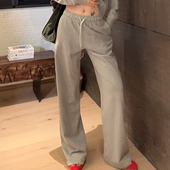 LUNA 系带阔腿卫裤 时空轨迹 高级感灰色运动套装