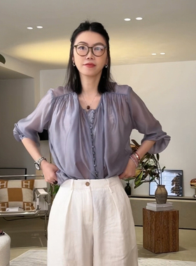 LUNA “仙女无疑”全给我入手isabel高阶女人风 人造丝绸休闲衬衫