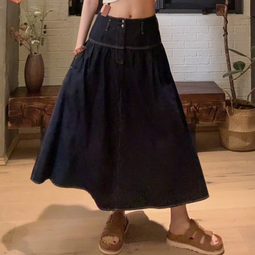 LUNA｜“银座贵妇”立体剪裁版型45R蓝染斜纹牛仔半裙