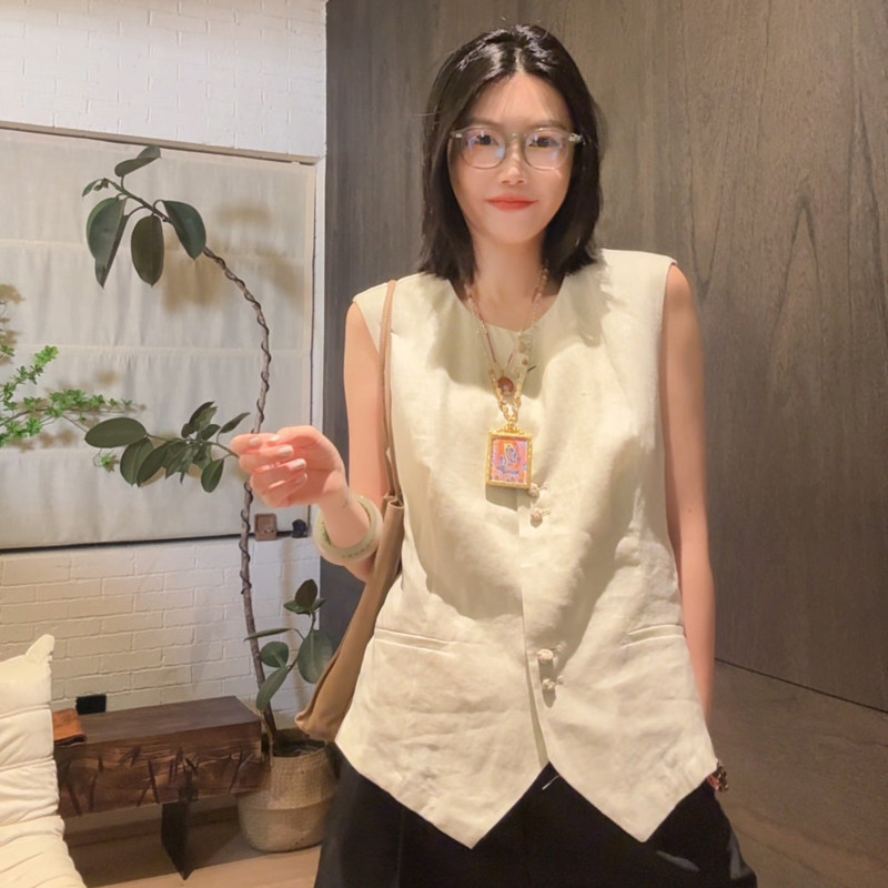 LUNA“老钱格调”复古英伦修身显瘦麻棉马甲,女装/女士精品,马夹,淘宝优惠券,粉丝福利购,淘宝优惠卷