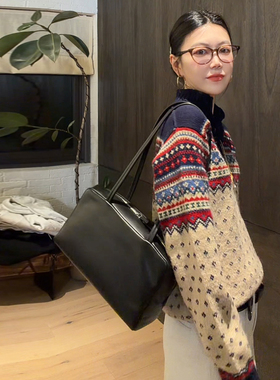 LUNA“2.5W”the row新西兰羊皮极简风单肩大容量保龄球包