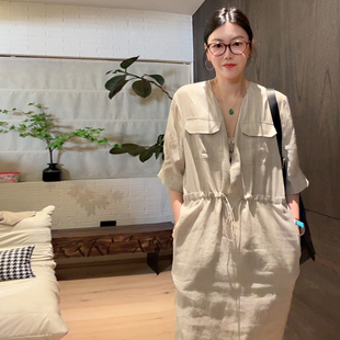 LUNA 一束间 极简轻薄工装 风抽绳收腰连衣裙 TTM